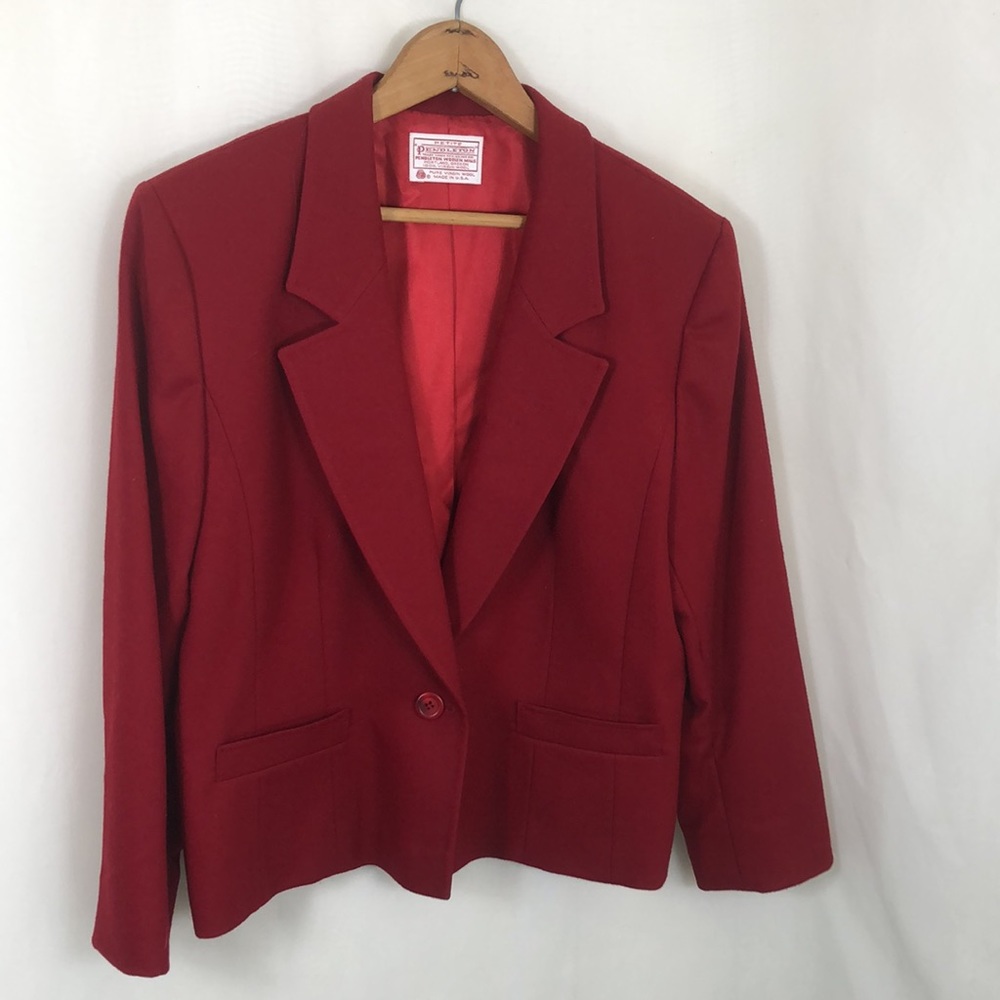 Pendleton Red Wool Jacket Blazer Like New - image 5